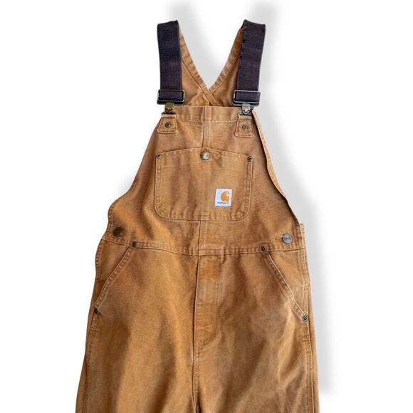 Carhartt Kids' Brown Cotton Canvas Overalls Bibs Size 10 Workwear Outfit - Picture 12 of 12